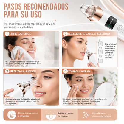 Limpiador facial de poros - Extractor de puntos negros con 5 niveles de succión.